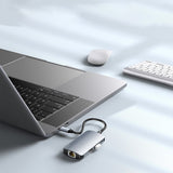 Hub/Dock Yesido Docking Station (HB15), Type-C to 2x USB, USB-C, SD/TF Card, RJ45, 1000Mbps, Plug & Play, Gri