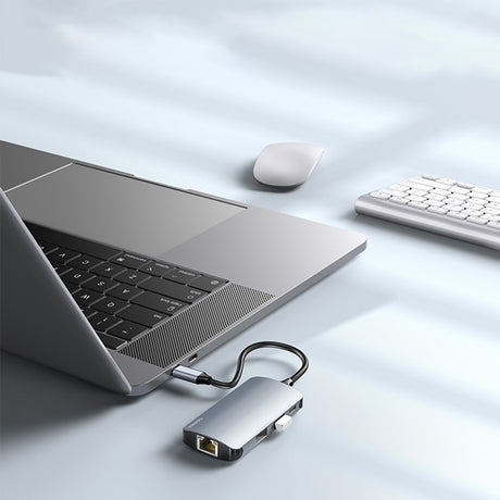 Hub/Dock Yesido Docking Station (HB15), Type-C to 2x USB, USB-C, SD/TF Card, RJ45, 1000Mbps, Plug & Play, Gri