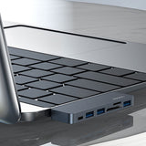 Hub/Dock Yesido Docking Station 6in1 (HB10), 2x Type-C to 3x USB, USB-C, SD/TF, 6in1 Splitter, Fast Charging, 96W, 5Gbps, Gri