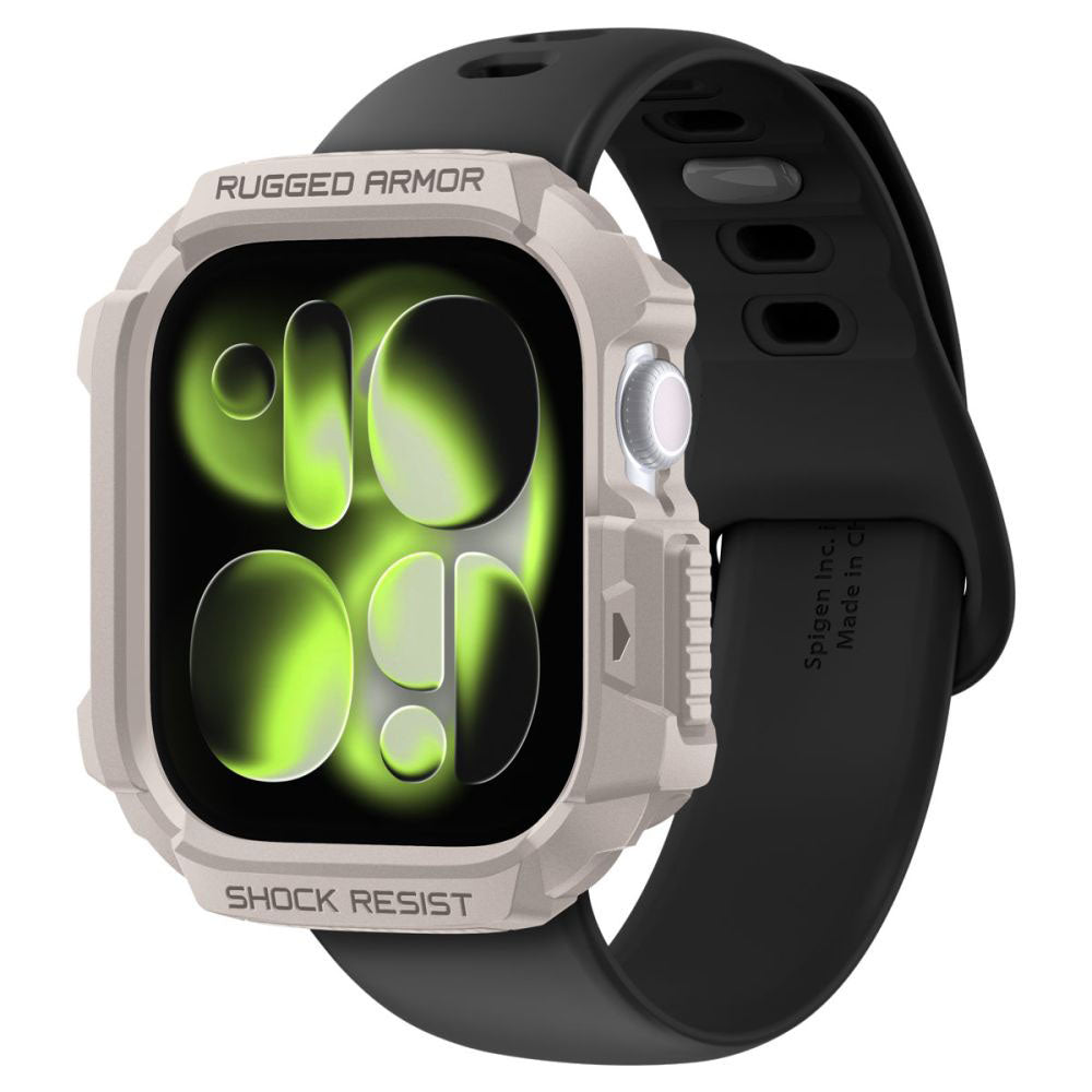 Accesoriu smartwatch Spigen Rugged Armor V2 (ACS10493) compatibil cu Apple Watch 10 42mm / Watch 11 42mm, Dune Beige