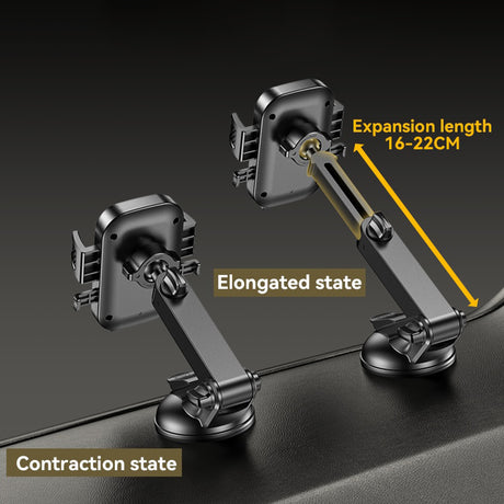 Suport Yesido (C267), for Dashboard/Windshield, 360, with Telescopic Clamp Arm, Easy Extending Clip, Non-slip, Negru