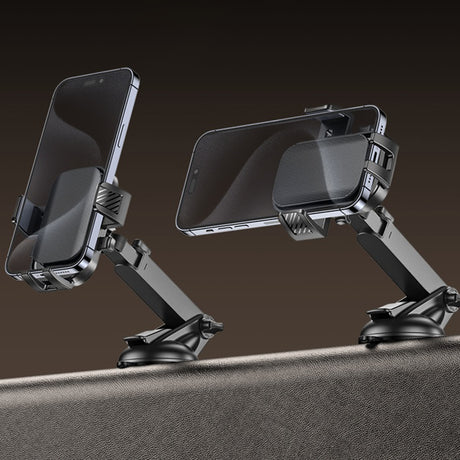 Suport Yesido (C267), for Dashboard/Windshield, 360, with Telescopic Clamp Arm, Easy Extending Clip, Non-slip, Negru