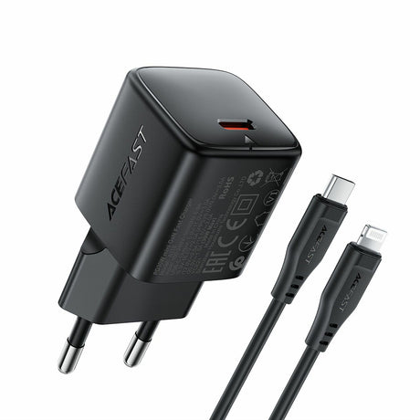Incarcator Acefast (A118), Type-C, PD30W, GaN, Negru