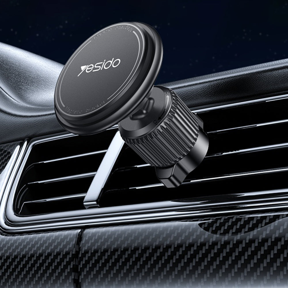 Suport Yesido (C252), Magnetic, for Air Vent, 360°, Barb Lock, Widely Compatible, Negru