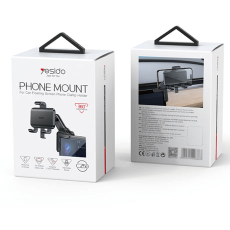 Suport Auto Yesido (C250), 360°, Prindere Snap-on, Negru