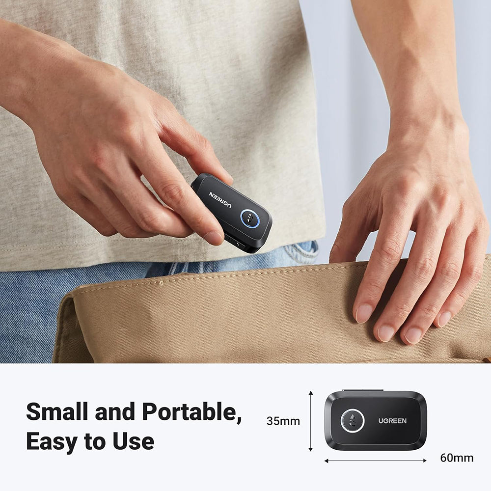 Adaptor Ugreen Bluetooth Audio Receiver (CM596), for Car, Audio Adapter 3.5mm with Built-in Microphone, EDR, Bluetooth 5.3, Negru