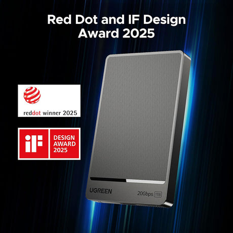 Stocare Ugreen External Solid State Drive (35270), USB Portable SSD, 1TB, 20Gbps, Gen2x2, Smart Chip, Dual Cooling, Gri
