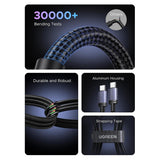 Cablu Ugreen (65908), Type-C to Type-C, Fast Charging, 240W, 5A, 480Mbps, Nylon Braided, 2m, Gri