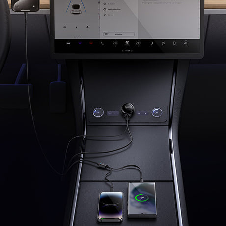 Incarcator Yesido Car (Y61), with 2x Telescopic Retractable Cable Type-C/Lightning, Fast Charging, USB-A, 53W, Negru
