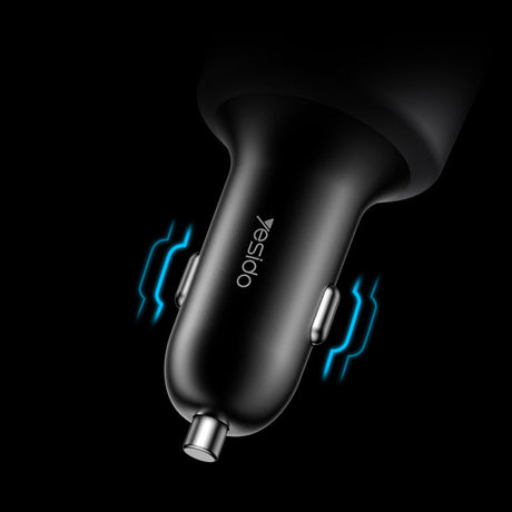 Incarcator Yesido Car (Y59), 2x Type-C, USB-A, 200W, Fast Charging, Multi Protection, Built-in Colorful Light, Negru