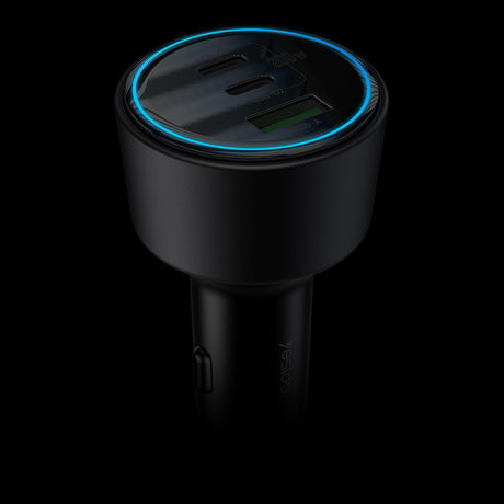 Incarcator Yesido Car (Y59), 2x Type-C, USB-A, 200W, Fast Charging, Multi Protection, Built-in Colorful Light, Negru
