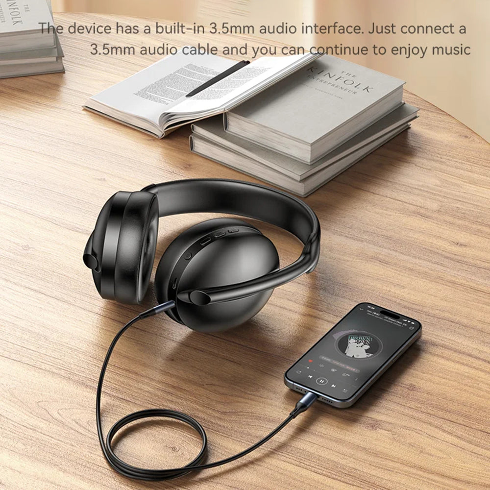 Casti Yesido Wireless (EP08), with Bluetooth V5.3, Active Noise Cancelling, Microphone, 500mAh, Negru