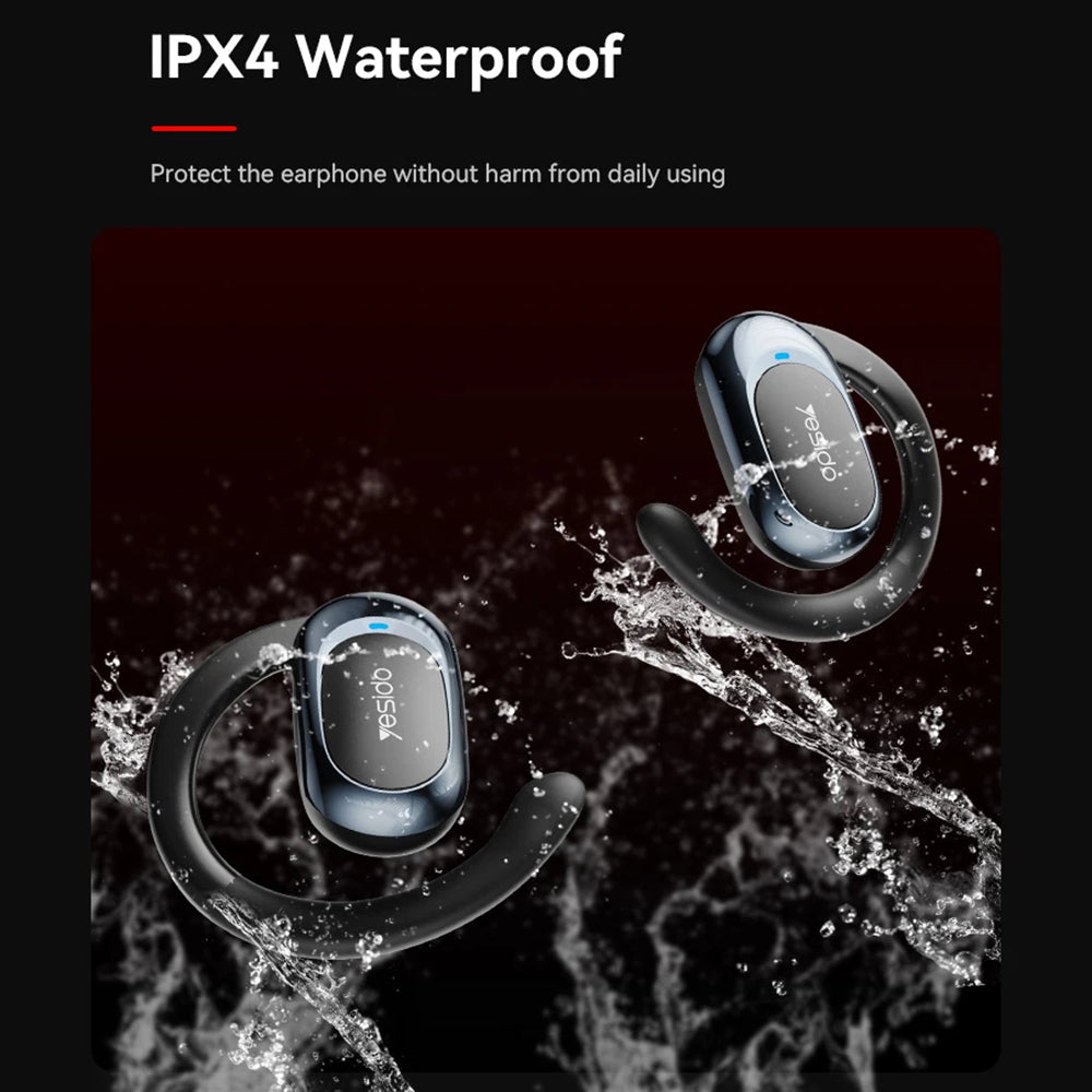 Casti Yesido (YSP13), with Bluetooth V5.3, Open-ear Design, Air Conduction Sound, 600mAh, LED, Negru