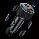 Incarcator Yesido Car (Y60), Cable Type-C to Lightning Included, Lightning/USB-A/USB-C Ports, 38W, Fast Charging, Negru