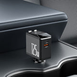 Incarcator Yesido 4in1 Car (Y71), with Type-C Retractable Cable + Lightning Adapter, Dual Port USB-A + Type-C, 125W, LED Display, Negru