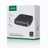 Adaptor Ugreen Adapter (65877), Splitter Type-C, HDMI to 2x HDMI, UHD 8K@60Hz, Plug&Play, Stable Transmission, Negru