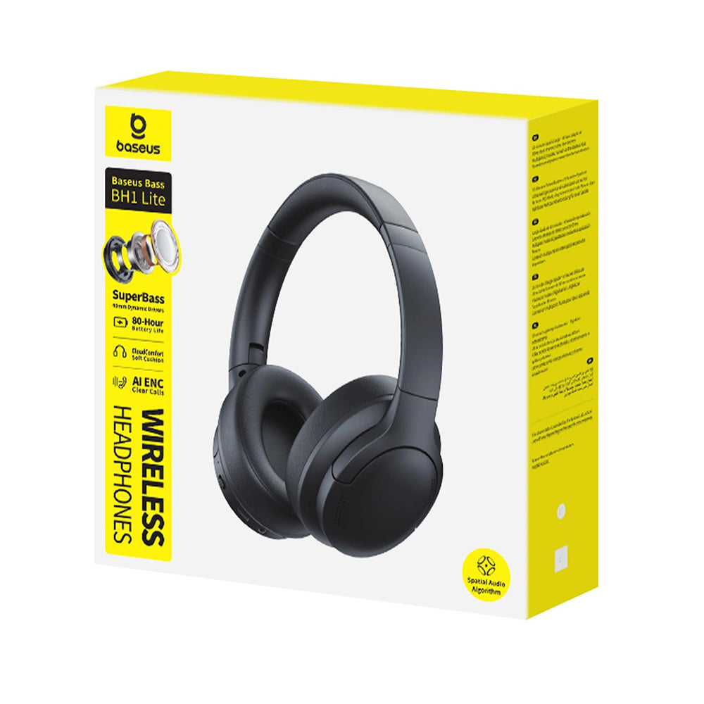 Casti Baseus Wireless BH1 Lite (A0203C00), On-Ear, Bluetooth V6.0, AI ENC Technology, Negru