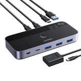 Adaptor Ugreen Adapter CM691 (45784), Sharing Switch 2xUSB-C & Mini USB Input, 3xUSB & USB-C Output, 10Gbps, Plug&Play, Negru