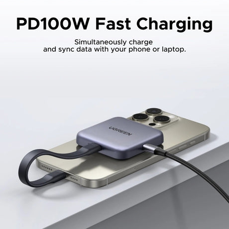 Stocare Ugreen Magnetic Card Reader CM898 (65095), 2x Type-C, SD/TF Card, PD100W Fast Charging, 312MB/s, 4K, 2TB, Gri