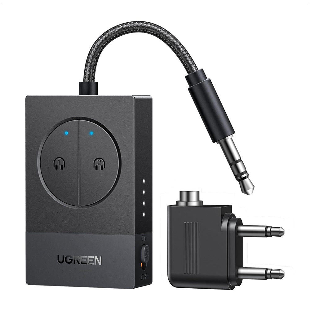 Adaptor Ugreen Transmitter Audio Adapter BT305 (65706), Type-C, Jack 3.5mm, Bluetooth 5.4, Dual Pairing, LED Lights, Negru