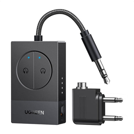 Adaptor Ugreen Transmitter Audio Adapter BT305 (65706), Type-C, Jack 3.5mm, Bluetooth 5.4, Dual Pairing, LED Lights, Negru