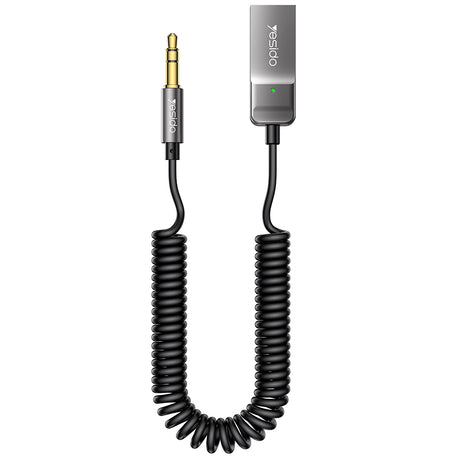 Adaptor Yesido Audio Cable (YAU82), Bluetooth Car Player, USB to Jack 3.5mm, Coil Design, Nylon Braided, 1.4m, Negru