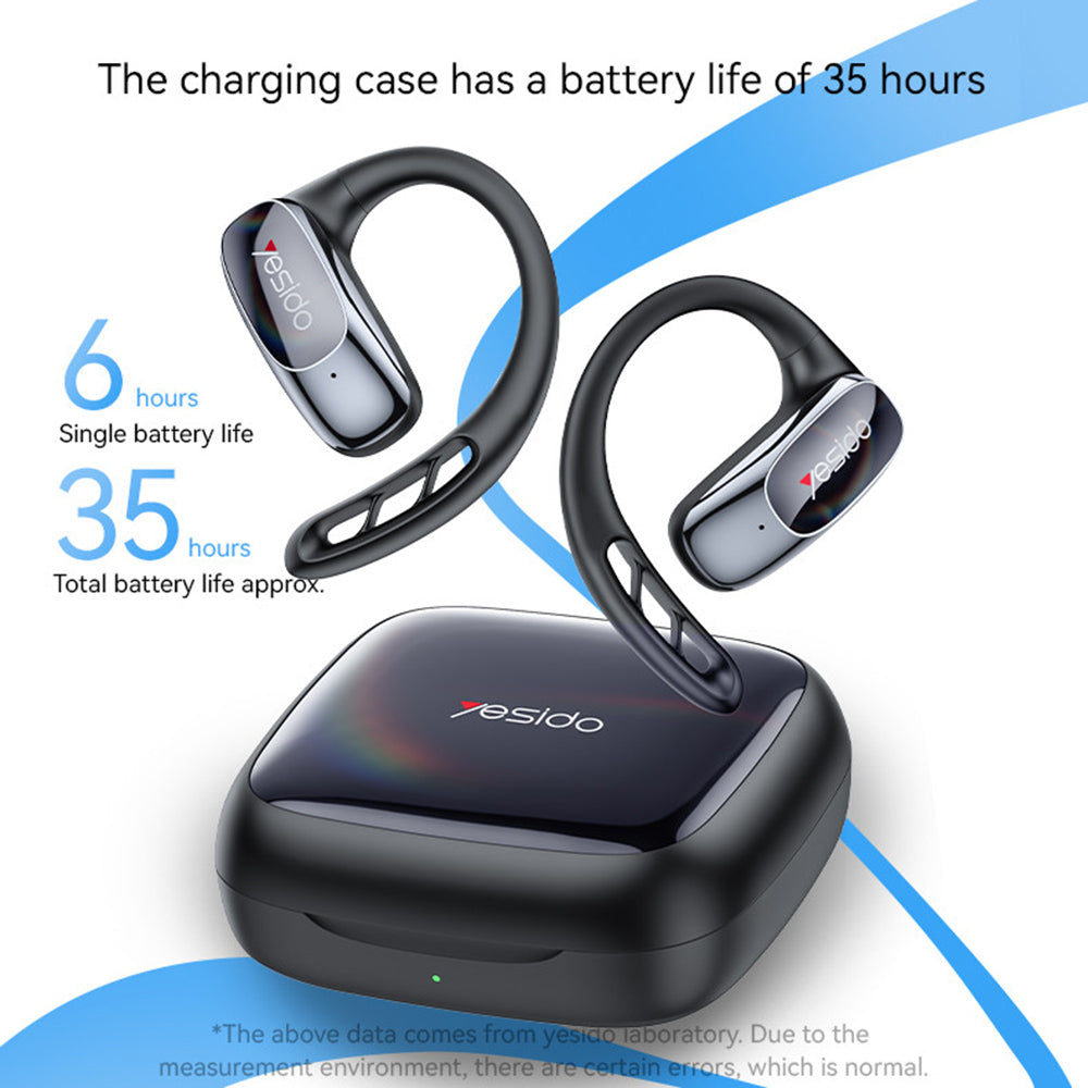 Casti Yesido (YSP24), with Bluetooth V5.4, Open-ear Design, Three-band Prominence, Touch, 400mAh, USB-C, Negru