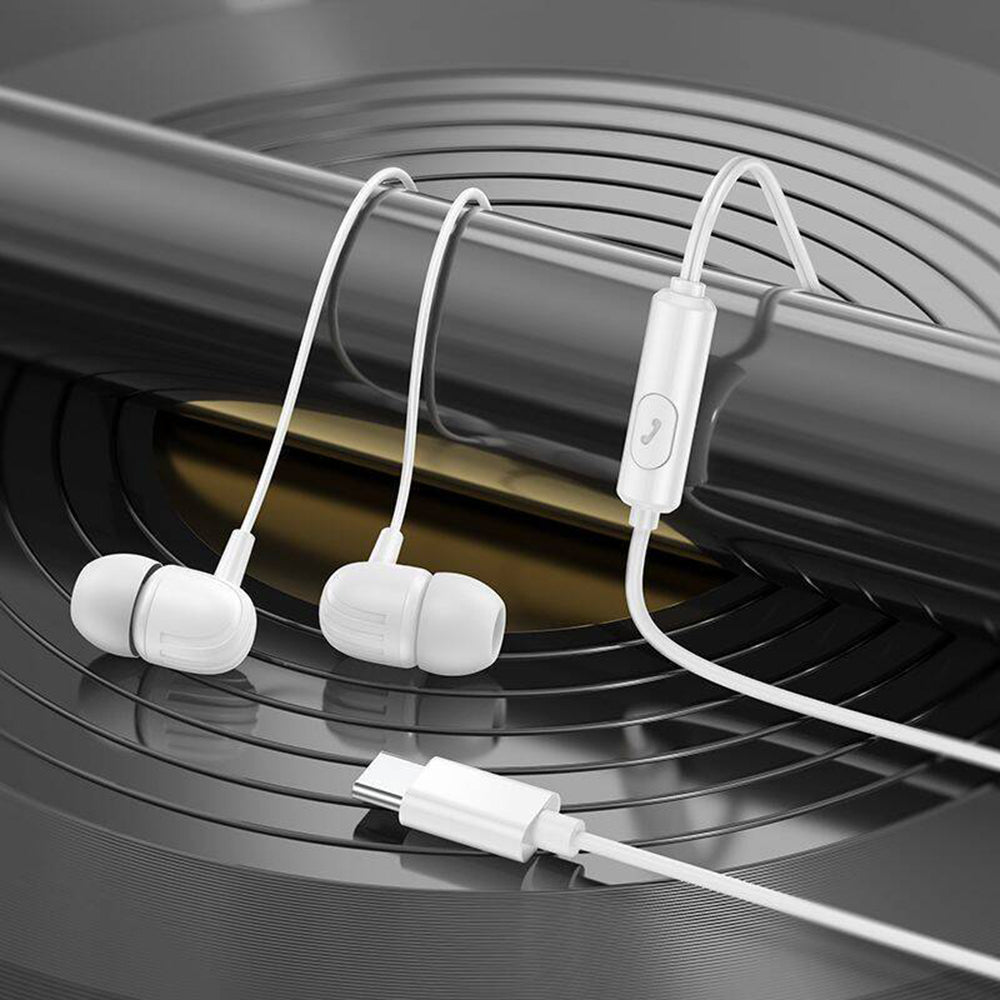 Casti Borofone Wired Earphones Delicious (BM77), Type-C, with Microphone, Stereo Bass, Hi-Fi Audio, Universal, 1.2m, Negru