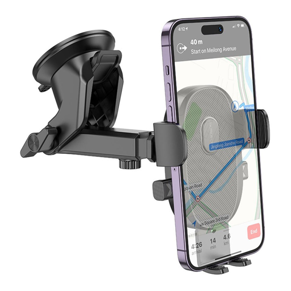 Suport Borofone Grand (BH93), with Suction Cup, for Dashboard/Windshield, 360° Adjust, Telescopic Arm, 4.5–7", Negru
