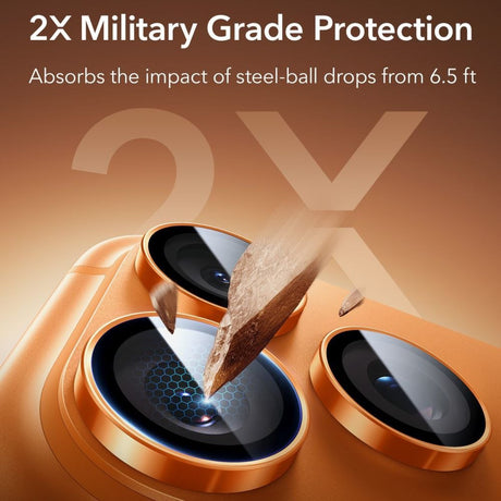 Folie de protectie ESR Armorite Camera Lens Protectors compatibil cu iPhone 14 Pro/Pro Max/15 Pro/Pro Max/16 Pro/Pro Max/17 Pro/Pro Max, Portocaliu