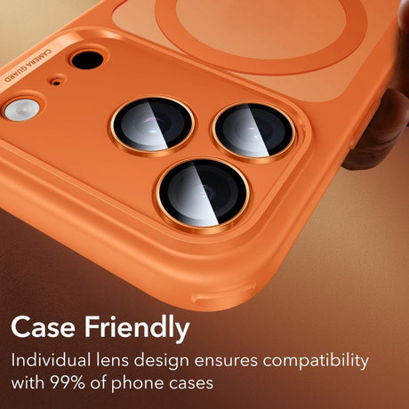 Folie de protectie ESR Armorite Camera Lens Protectors compatibil cu iPhone 14 Pro/Pro Max/15 Pro/Pro Max/16 Pro/Pro Max/17 Pro/Pro Max, Portocaliu
