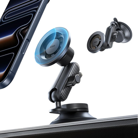 Suport ESR OmniLock (2B5240162), for Dashboard, 360°, Magnetic, Flexible Ball-joint Arm, Aluminum, Negru /Carbon Fiber