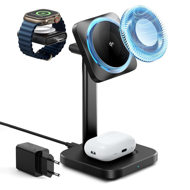 Incarcator ESR CryoBoost Charging Station (2C5880861), for Phone, Apple Watch, AirPods, Detachable Watch Charger, Qi2, Negru