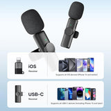 Casti Borofone (set de 2) Wireless Lavalier Microphones Trophy (BFK12), 2.4Ghz, Type-C, Lightning, 70mAh, Negru
