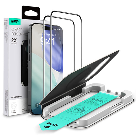Folie de protectie ESR Tempered Glass UltraFit (set de 2) compatibil cu iPhone 17 Pro Max, Negru