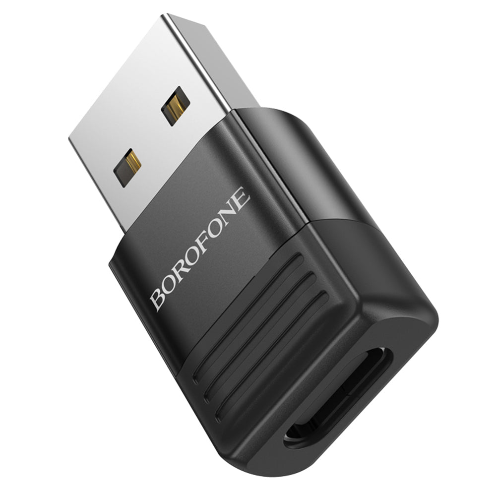 Adaptor Borofone Adapter (BV18), USB2.0 Male to Type-C Female, Data Transmission, OTG Function, Fast Charge up to 3A, Negru