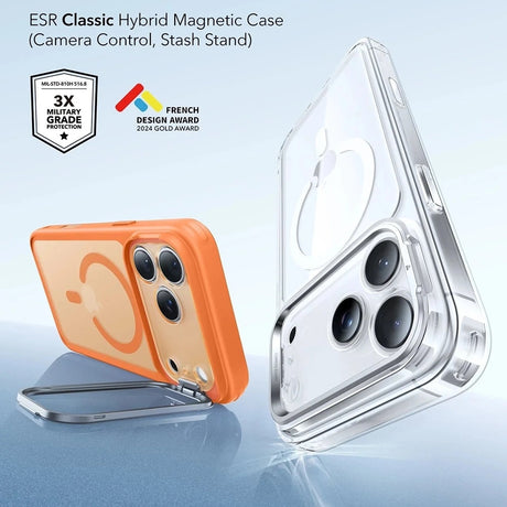 Husa de protectie ESR Classic Hybrid HaloLock Kickstand compatibil cu iPhone 17 Pro Max, Frosted Orange
