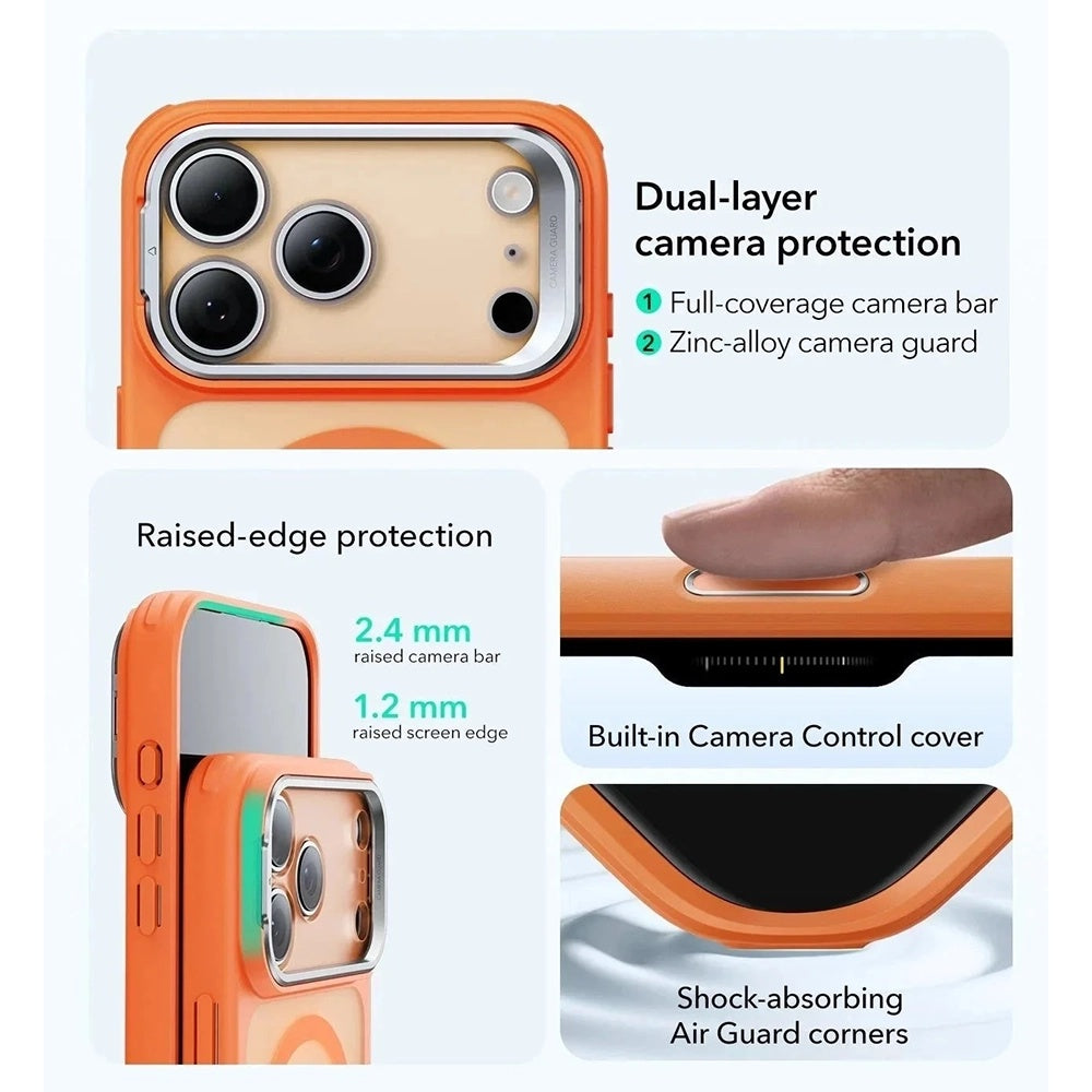 Husa de protectie ESR Classic Hybrid HaloLock Kickstand compatibil cu iPhone 17 Pro, Frosted Orange