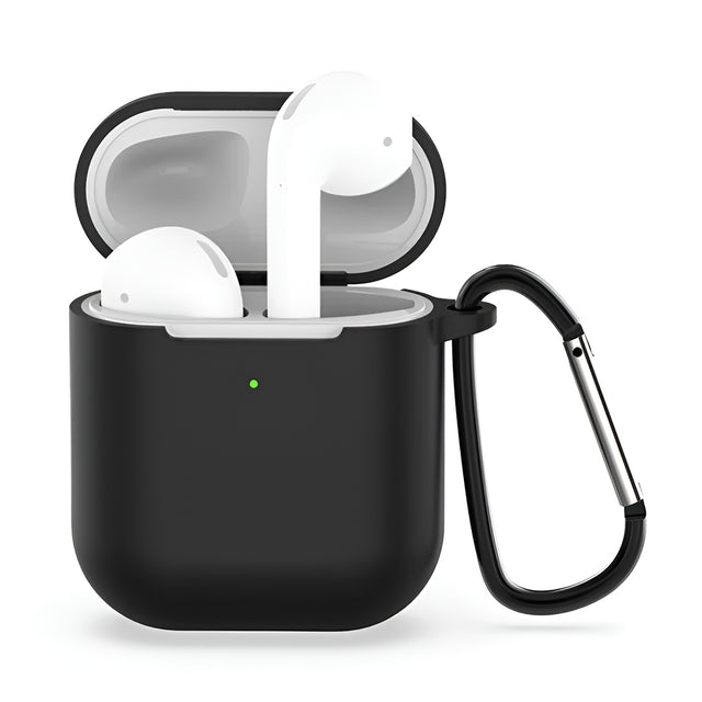 Casti Techsuit Silicone Case, for for AirPods 1 / AirPods 2, Smooth Ultrathin Material, Negru