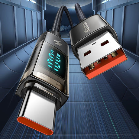 Cablu Mcdodo (CA-3630), Type-C to USB-A, 6A Digital Display, Auto Power Off, Transparent Design, 1.2m, Negru