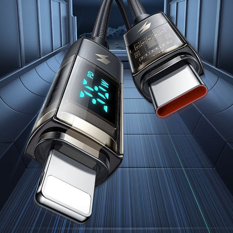Cablu Mcdodo (CA-3600), Type-C to Lightning, 36W, Digital Display, Auto Power Off, Transparent Design, 1.2m, Negru