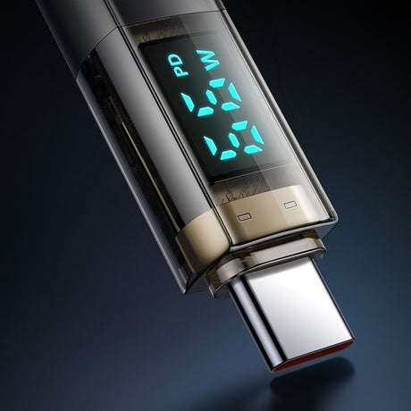 Cablu Mcdodo (CA-3610), Type-C to Type-C, 100W, Digital Display, Auto Power Off, Transparent Design, 1.2m, Negru