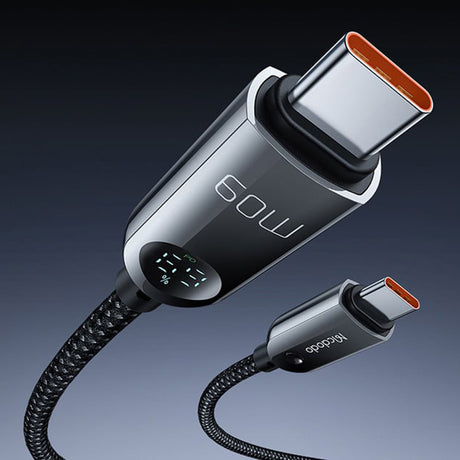 Cablu Mcdodo (CA-4780), Type-C to Type-C, PD60W, with Built-in LED Display, ABS + Nylon, 1.2m, Negru