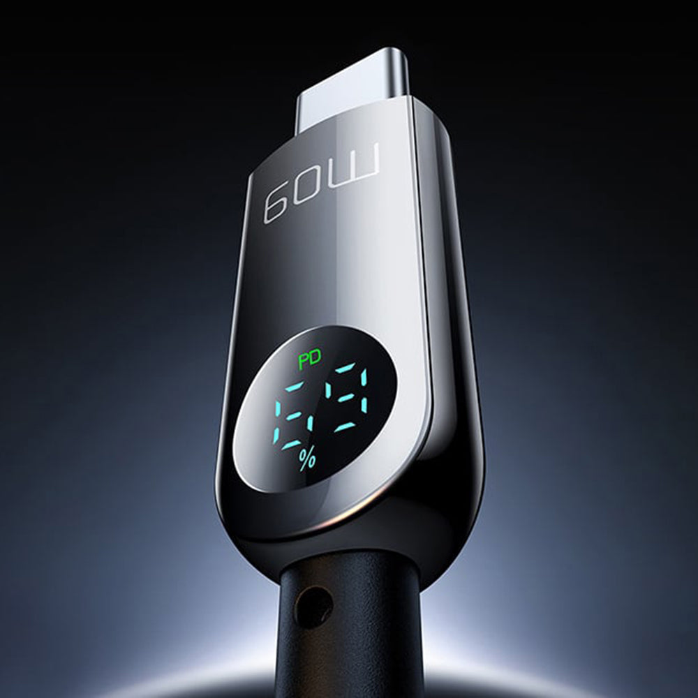 Cablu Mcdodo (CA-4780), Type-C to Type-C, PD60W, with Built-in LED Display, ABS + Nylon, 1.2m, Negru
