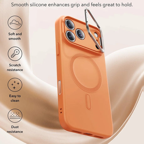 Husa de protectie ESR Cloud Soft HaloLock Kickstand compatibil cu iPhone 17 Pro, Portocaliu