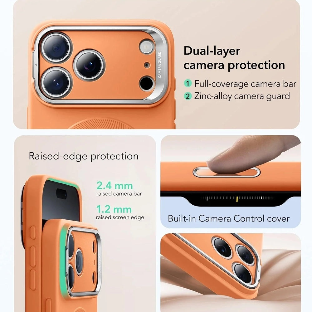 Husa de protectie ESR Cloud Soft HaloLock Kickstand compatibil cu iPhone 17 Pro, Portocaliu