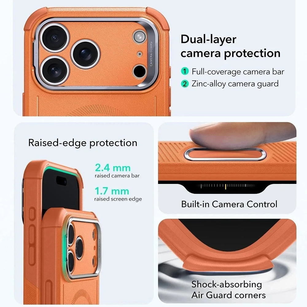 Husa de protectie ESR Cyber Armor Kickstand compatibil cu iPhone 17 Pro Max, Portocaliu