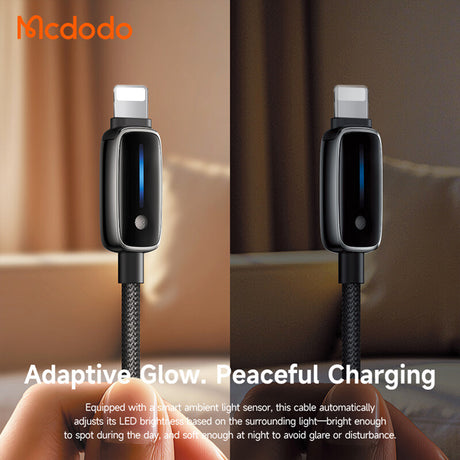 Cablu Mcdodo (CA-0050), with Auto Brightness Adjustment, USB-C to Lightning, 36W, 1.2m, Negru