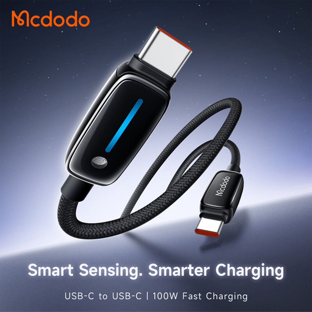 Cablu Mcdodo (CA-0100), with Auto Brightness Adjustment, USB-C to USB-C, 100W, 5A, 1.2m, Negru