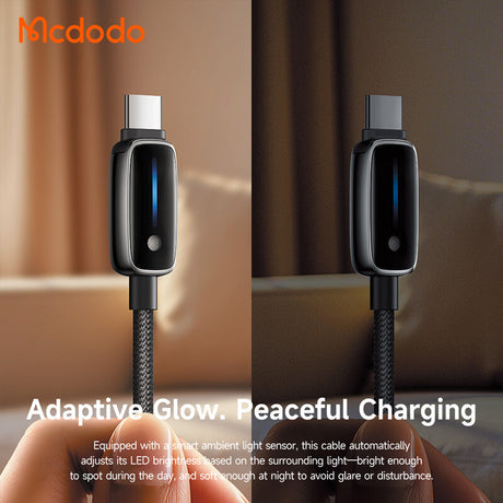 Cablu Mcdodo (CA-0100), with Auto Brightness Adjustment, USB-C to USB-C, 100W, 5A, 1.2m, Negru